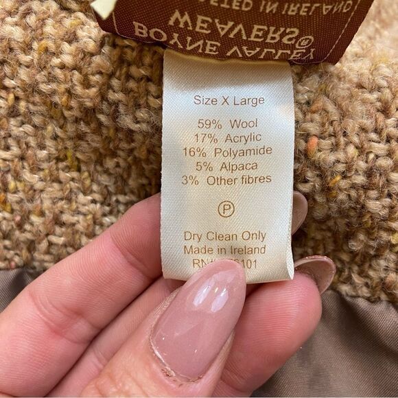 Vintage Boyne Valley Weavers Open Front Belted‎ Wool Alpaca Blend Jacket Size M - Picture 8 of 13